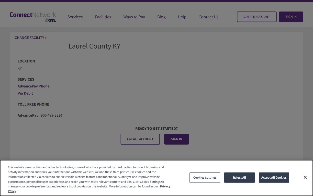 Laurel County Correctional Center inmate phone and PIN debit services